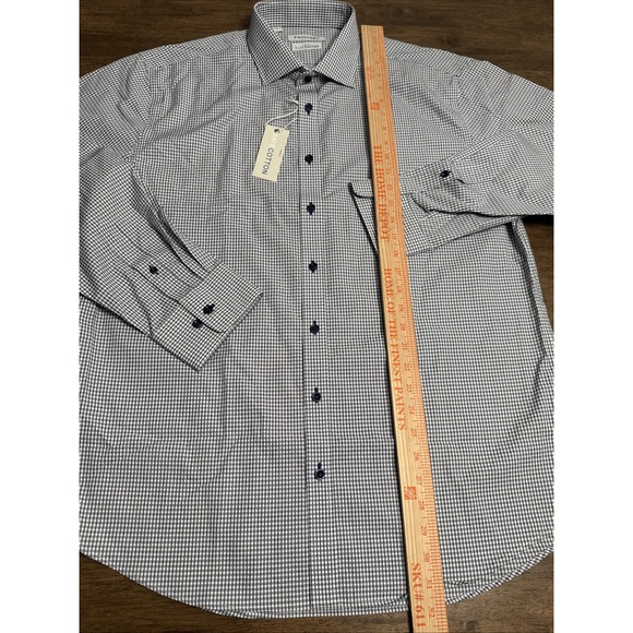 Twillory Dress Shirt Mens 17.5 34/35 Check Tailored Fit Non Iron Safe Cotton - Picture 8 of 9